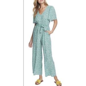 1.State Jumpsuit Sz 3X Green Leaf Vine Print Flutter Sleeve Stretch V-Neck $139